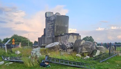 Monumentet i Kvidinge efter blixtnedslag 250623